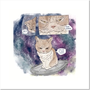 Cat on Space Posters and Art